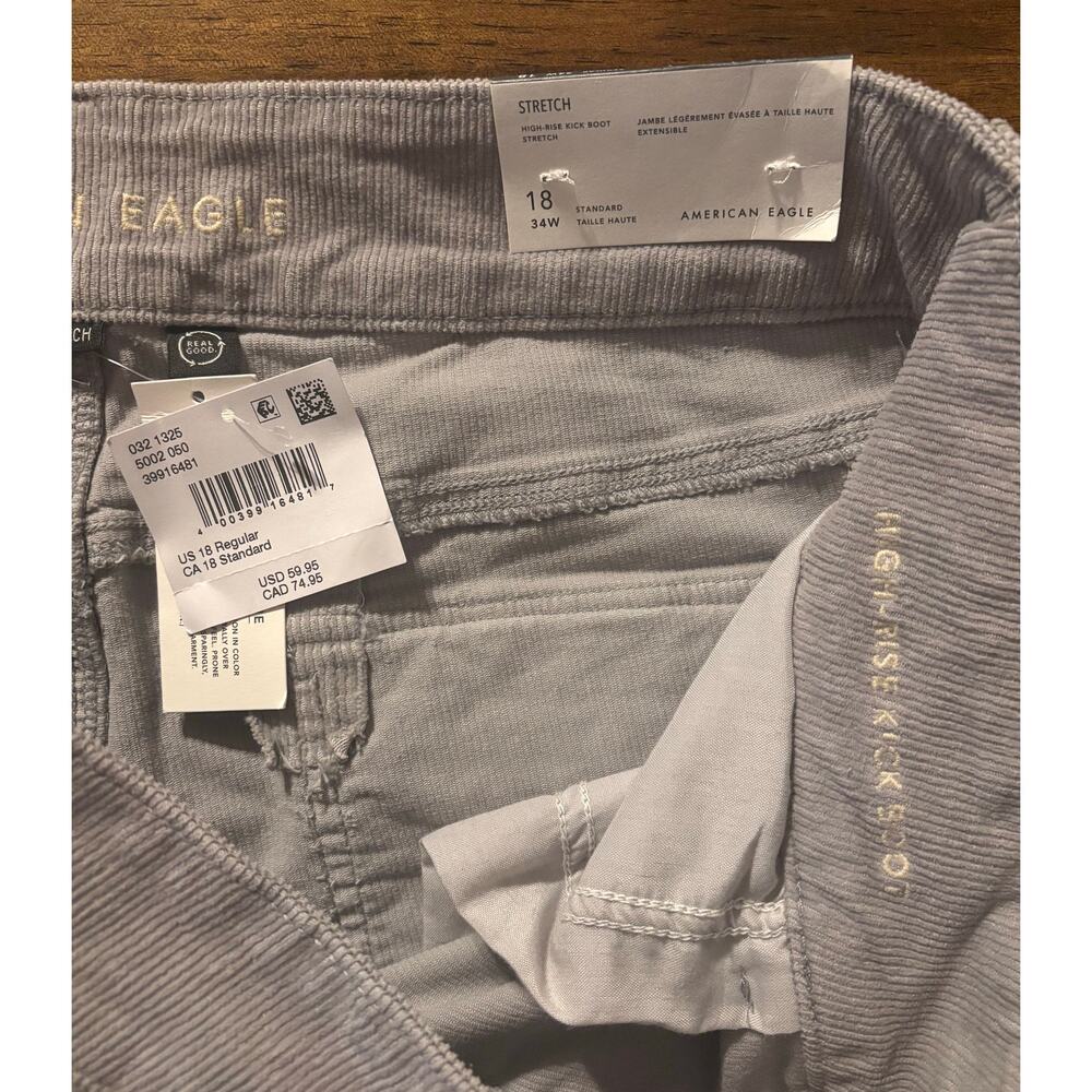 American Eagle Women's 18 36 x 32 Kick Boot Corduroy High Rise Stretch - Picture 6 of 11